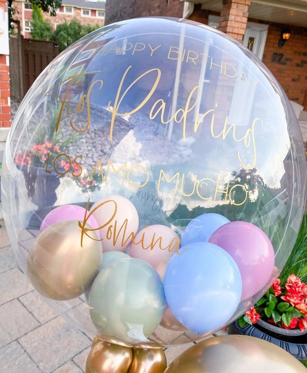 Bubble Balloons with Colorful Mini Balloons - Customizable Messages for Toronto - My Blush Peony