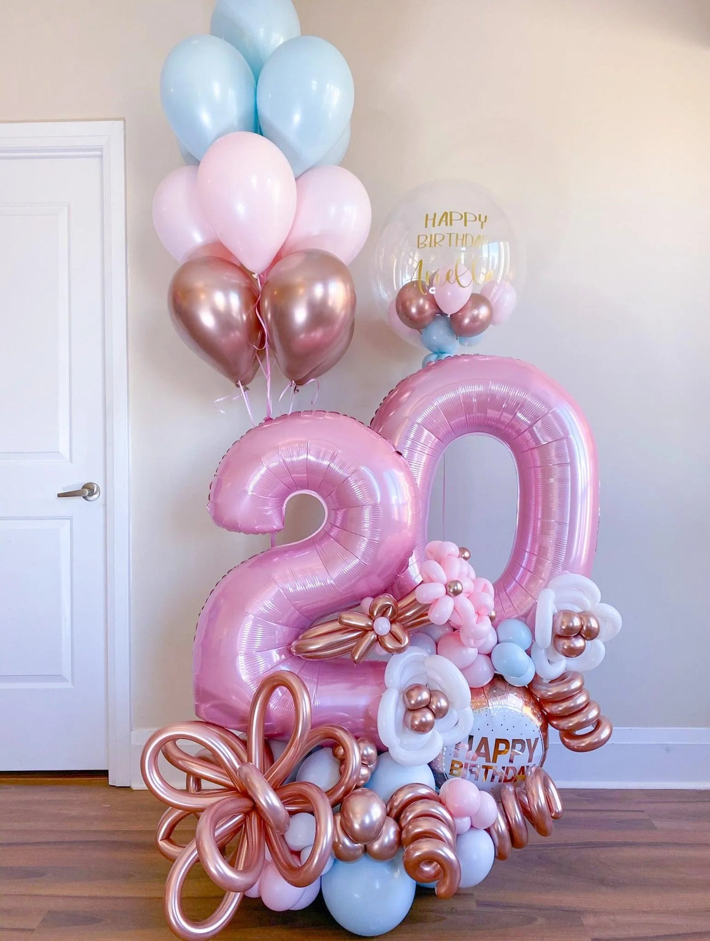 Custom Maxi Bouquet Plus Bubble - Personalized for Any Age & Color - My Blush Peony