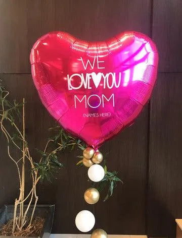 Personalized Heart - Mom's Giant Balloon in Magenta, Red, or Rose Gold - My Blush Peony