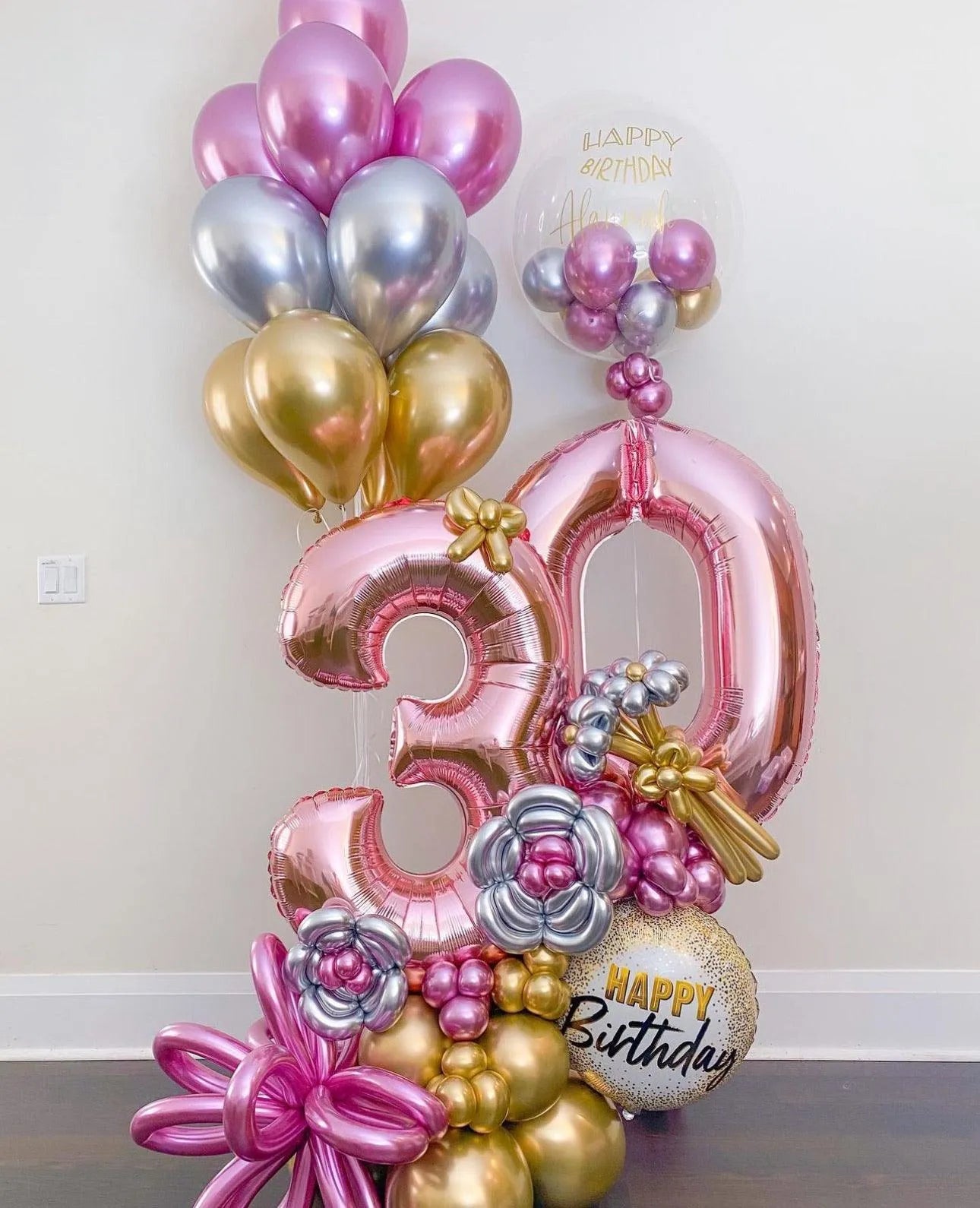 Custom Maxi Bouquet Plus Bubble - Personalized for Any Age & Color - My Blush Peony