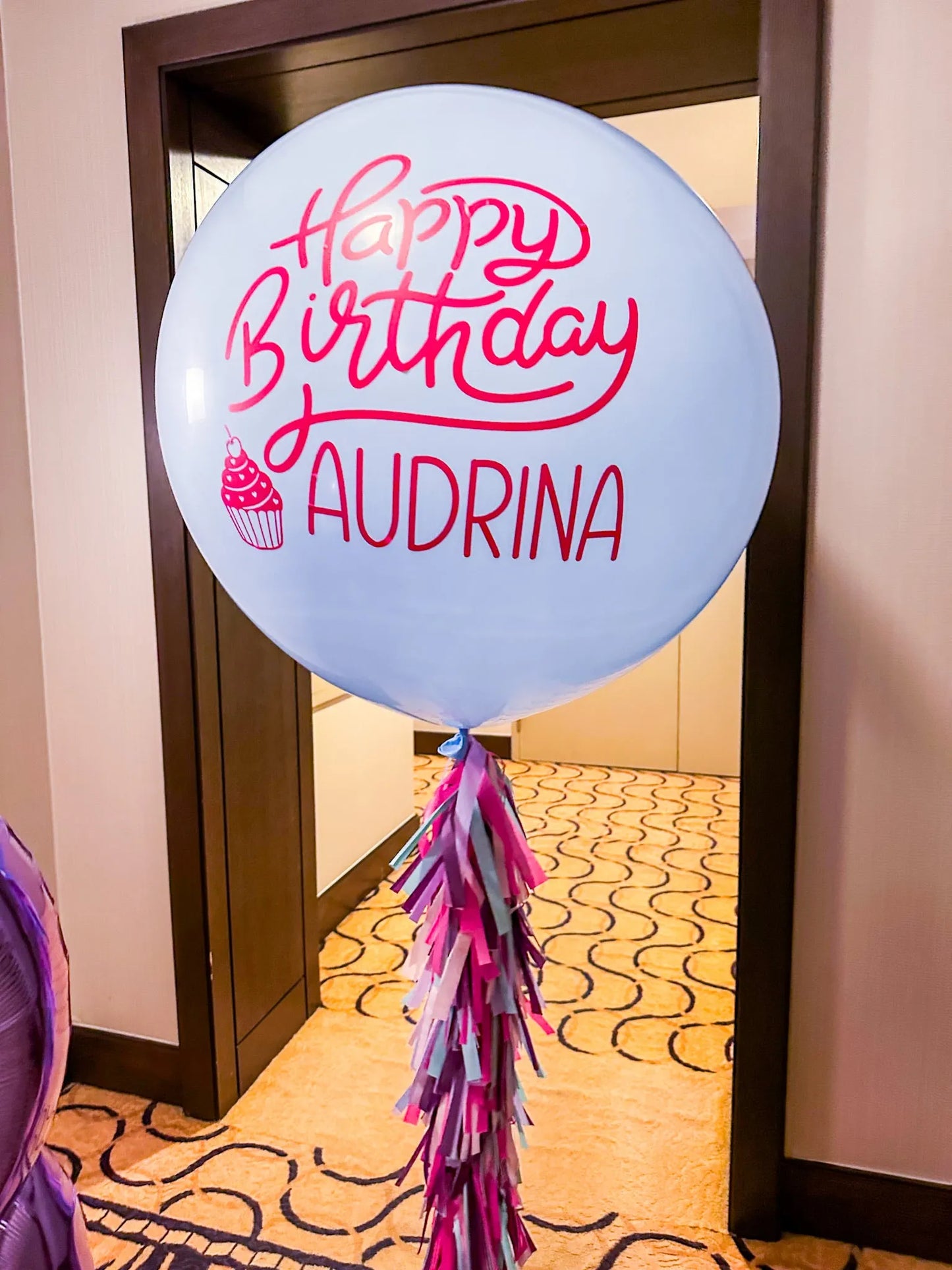 Personalized Jumbo Balloon with Tassels - Custom Celebration Decor - My Blush Peony