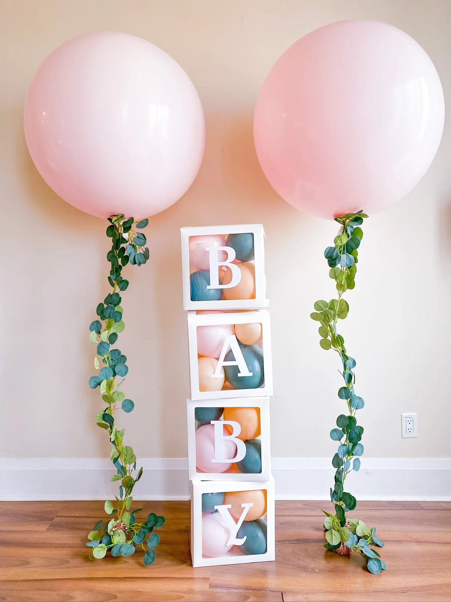 Customizable Baby Boxes Setup - Jumbo Balloon Decor for Any Color - My Blush Peony