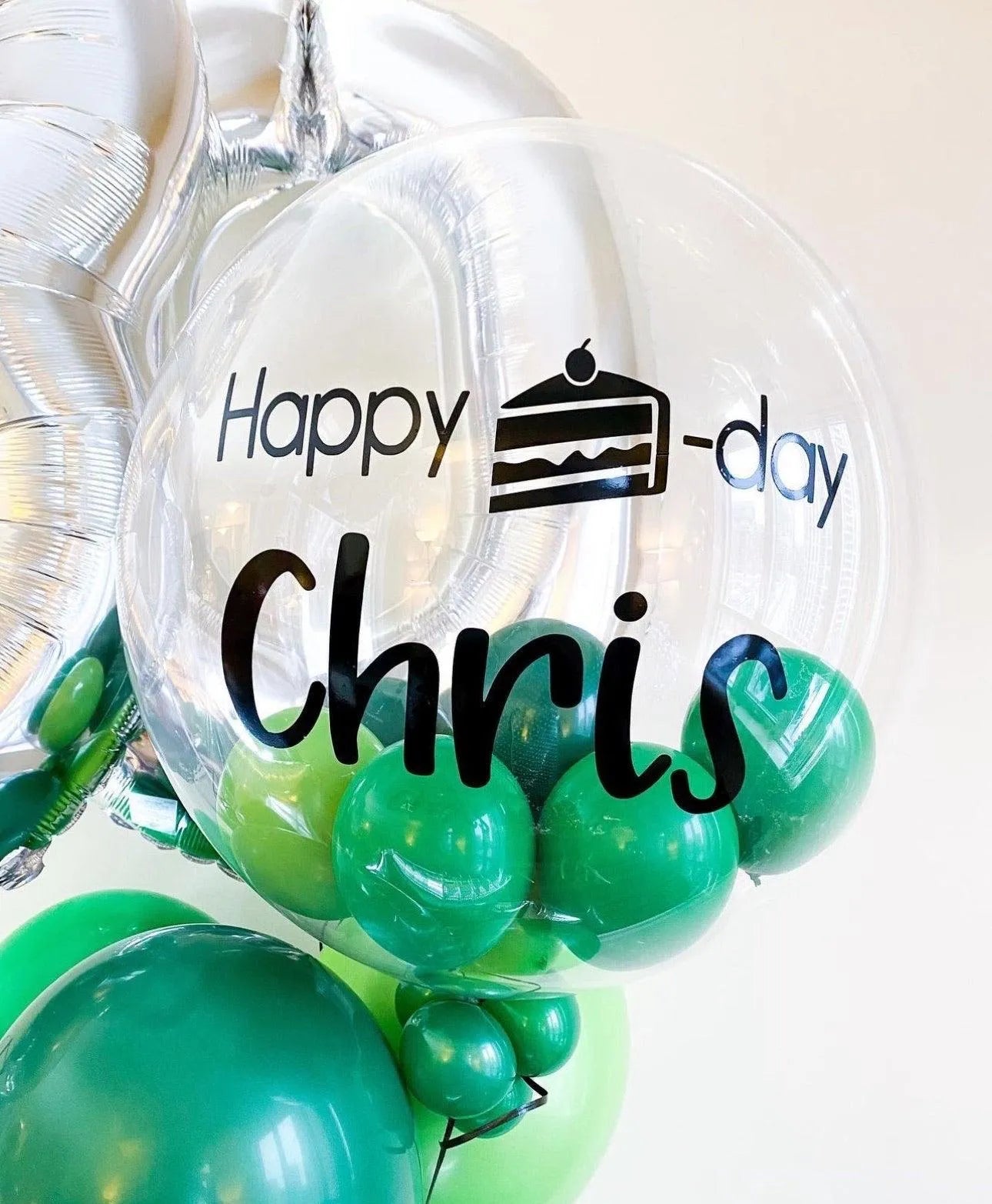 Personalized Deluxe Number Bubble Balloon Bouquet - Heart Design - My Blush Peony