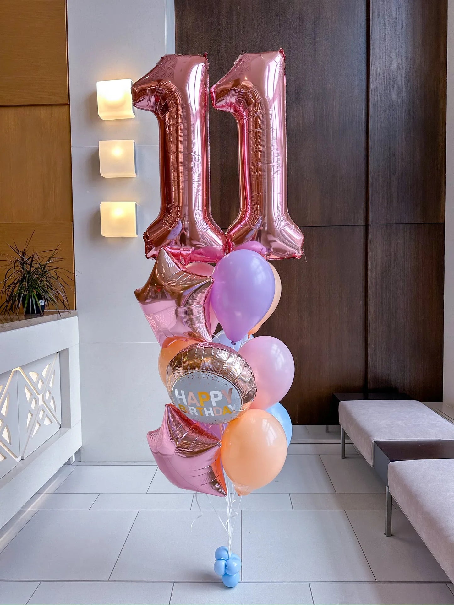 Classic Birthday Balloon Bunch - Personalizable & Colorful Balloons - My Blush Peony