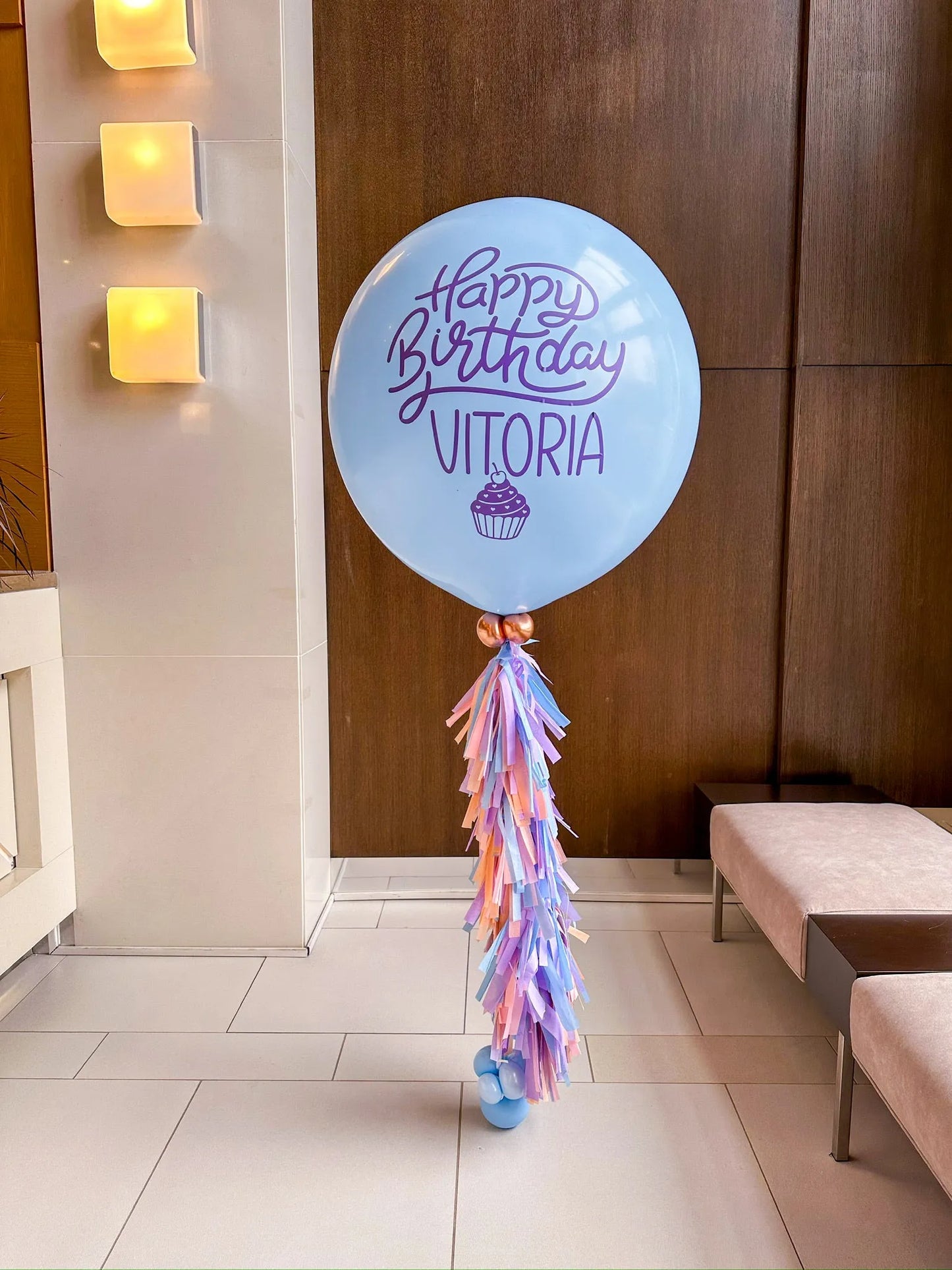 Personalized Jumbo Balloon with Tassels - Custom Celebration Decor - My Blush Peony