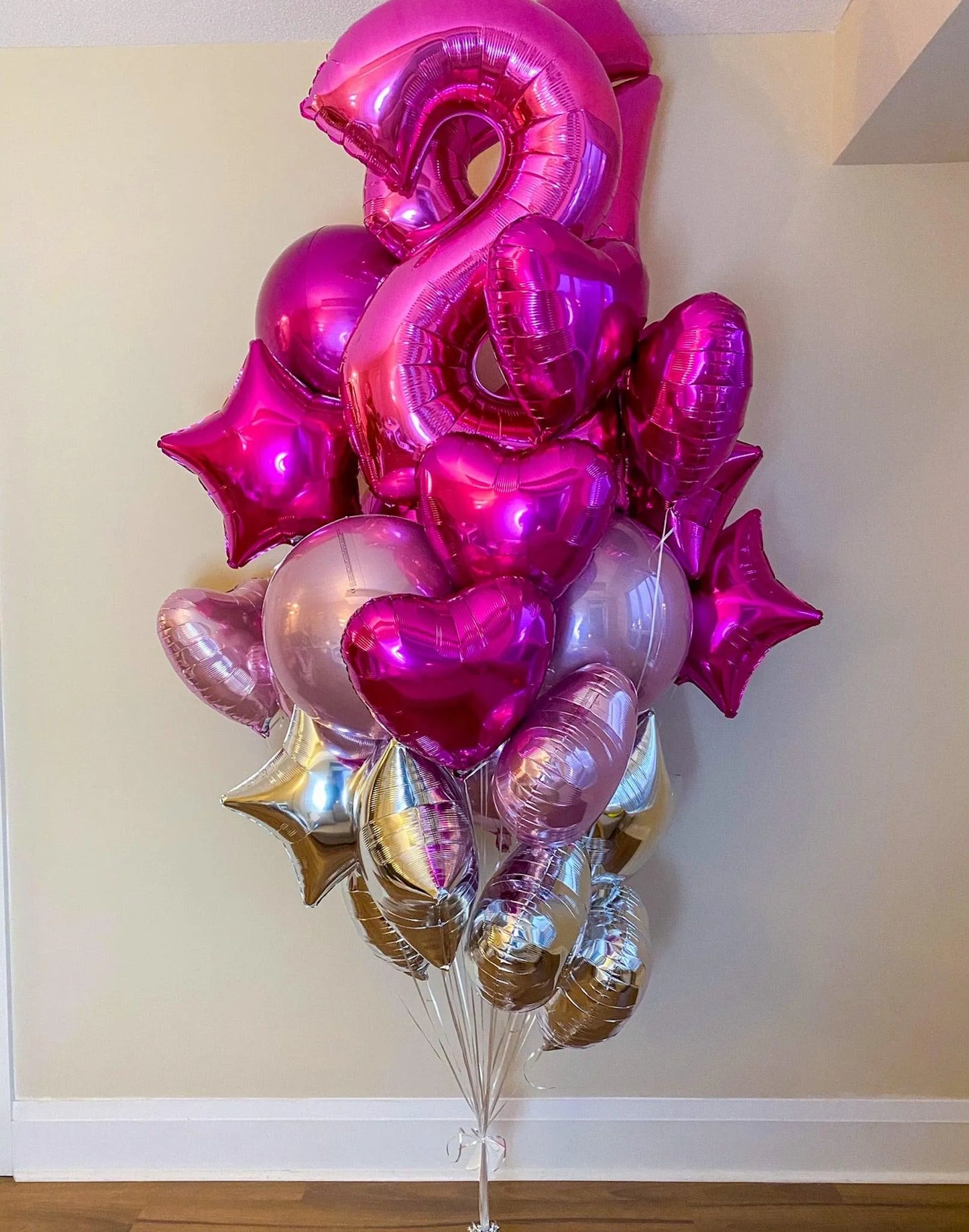 9ft Deluxe Metallic Bunch - Hearts & Stars Decor - My Blush Peony