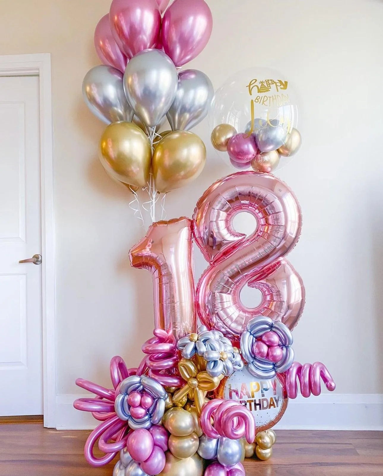 Custom Maxi Bouquet Plus Bubble - Personalized for Any Age & Color - My Blush Peony