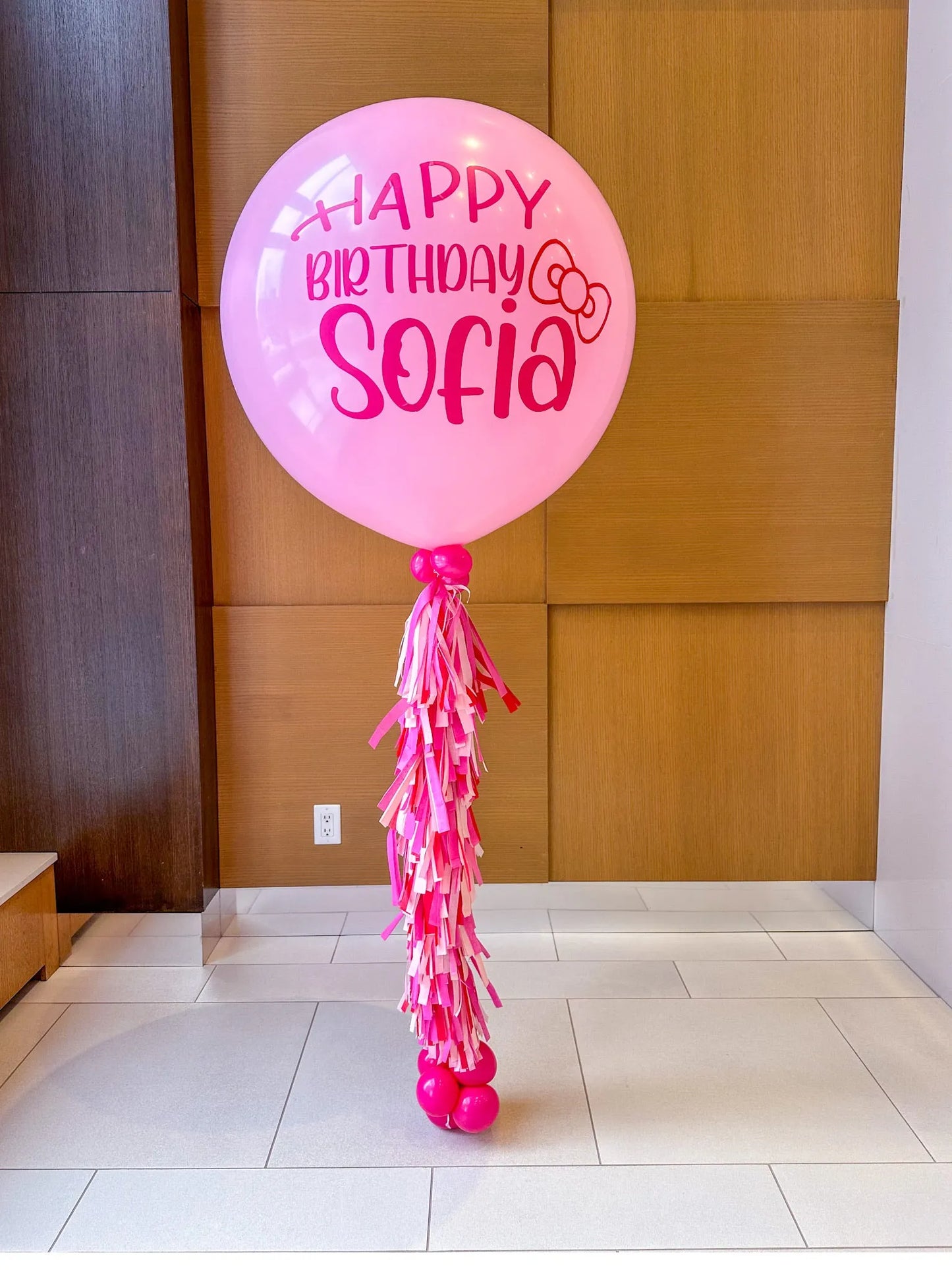 Personalized Jumbo Balloon with Tassels - Custom Celebration Decor - My Blush Peony