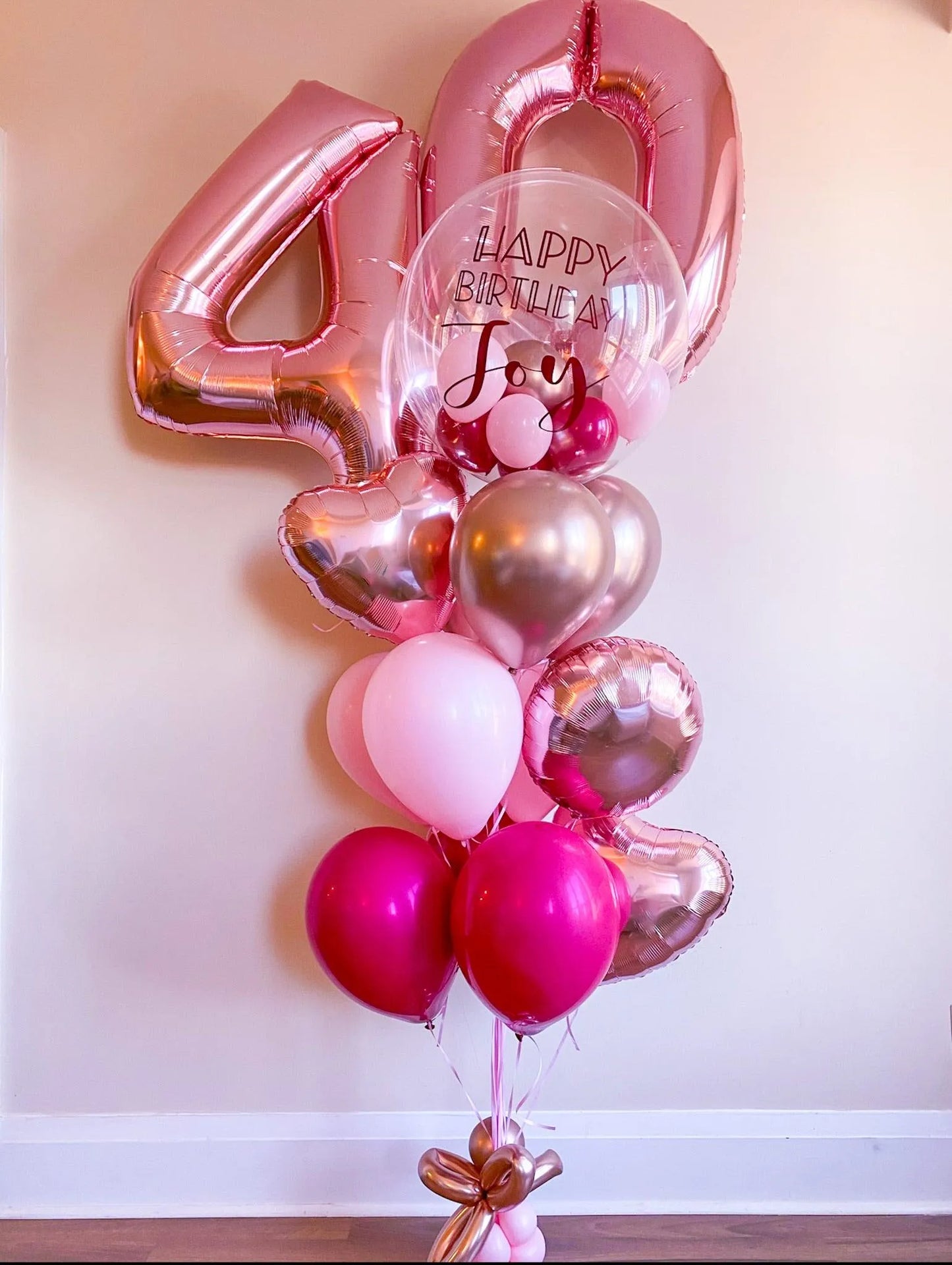 Personalized Deluxe Number Bubble Balloon Bouquet - Heart Design - My Blush Peony