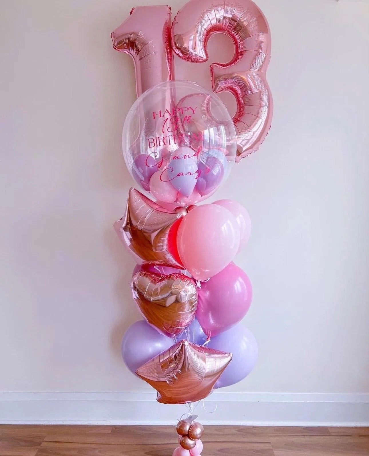 Personalized Deluxe Number Bubble Balloon Bouquet - Star Design - My Blush Peony