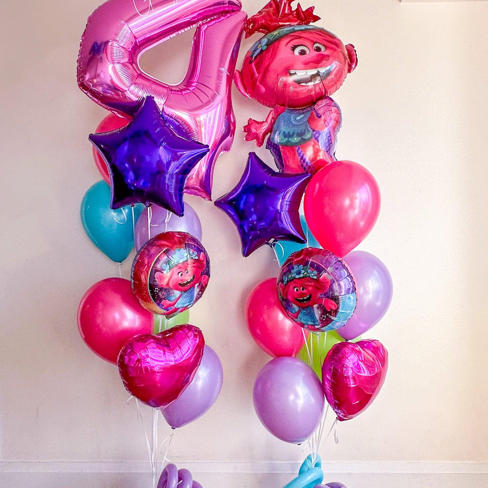 Trolls Bunch Set - Customizable Balloon Decor with Number - My Blush Peony