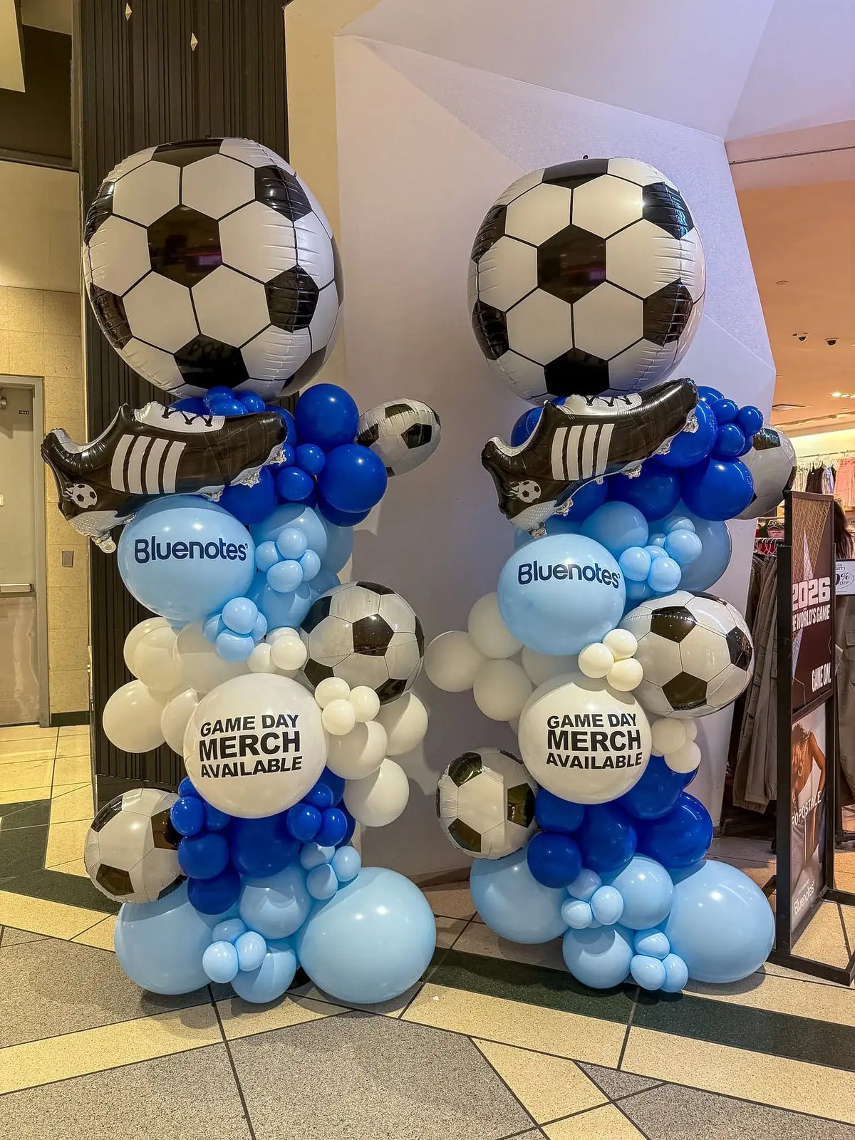 Personalized soccer balloon column for soccer birthday and sports party decoration in Toronto