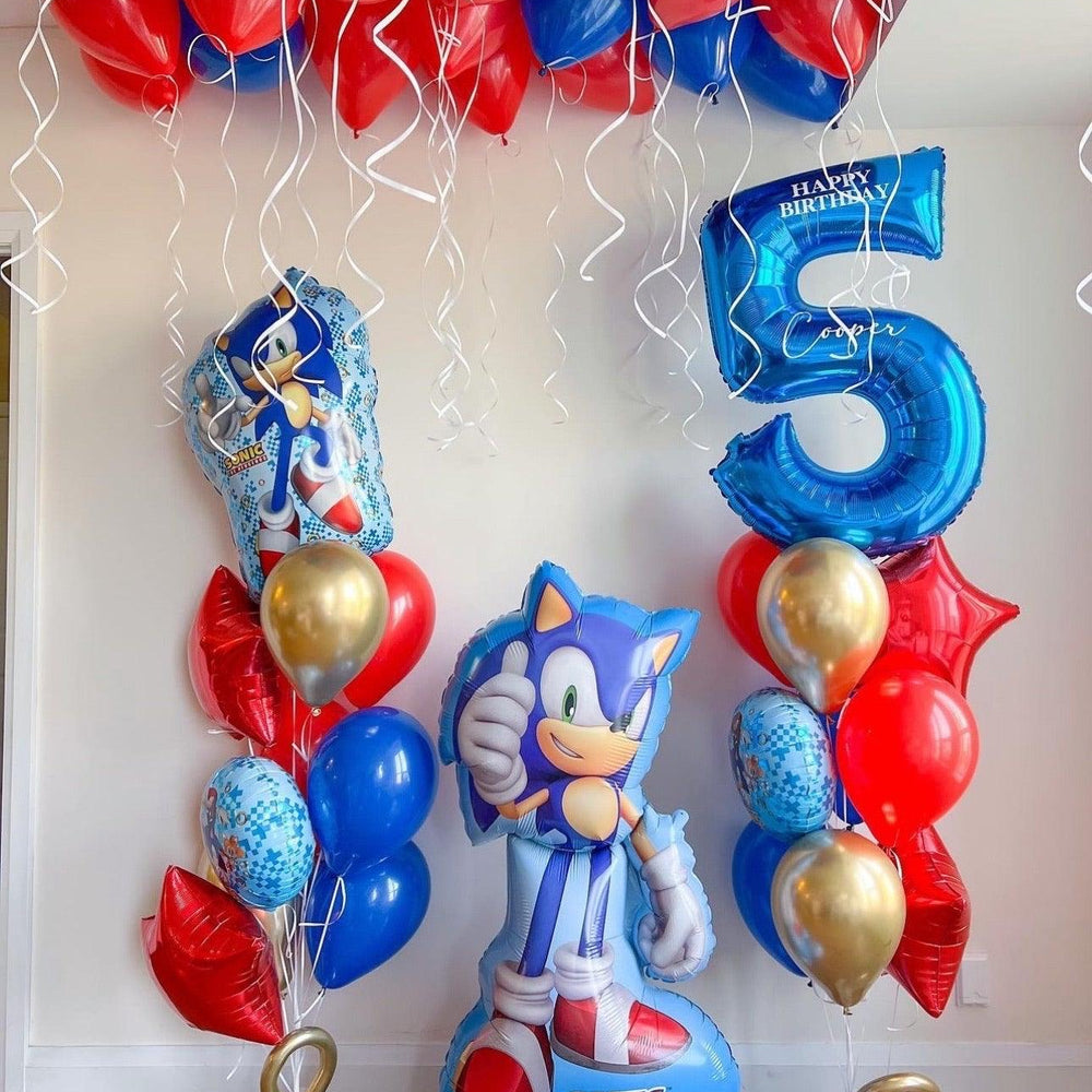 Sonic Bunches Package - Lifesize Sonic & 20 Ceiling Balloons for Toronto Events - My Blush Peony