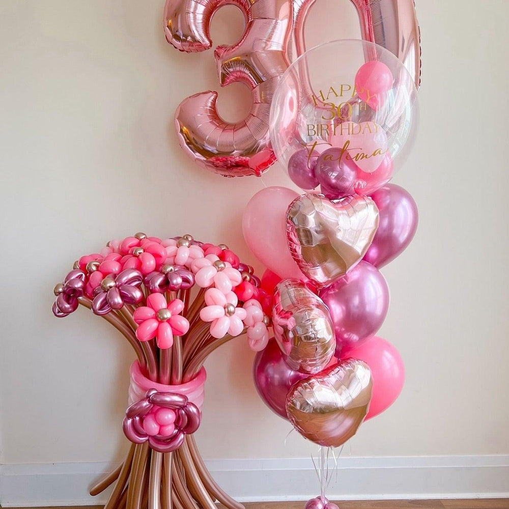 Flowers Bubble Set - Large, Colorful Latex & Foil Balloons - My Blush Peony