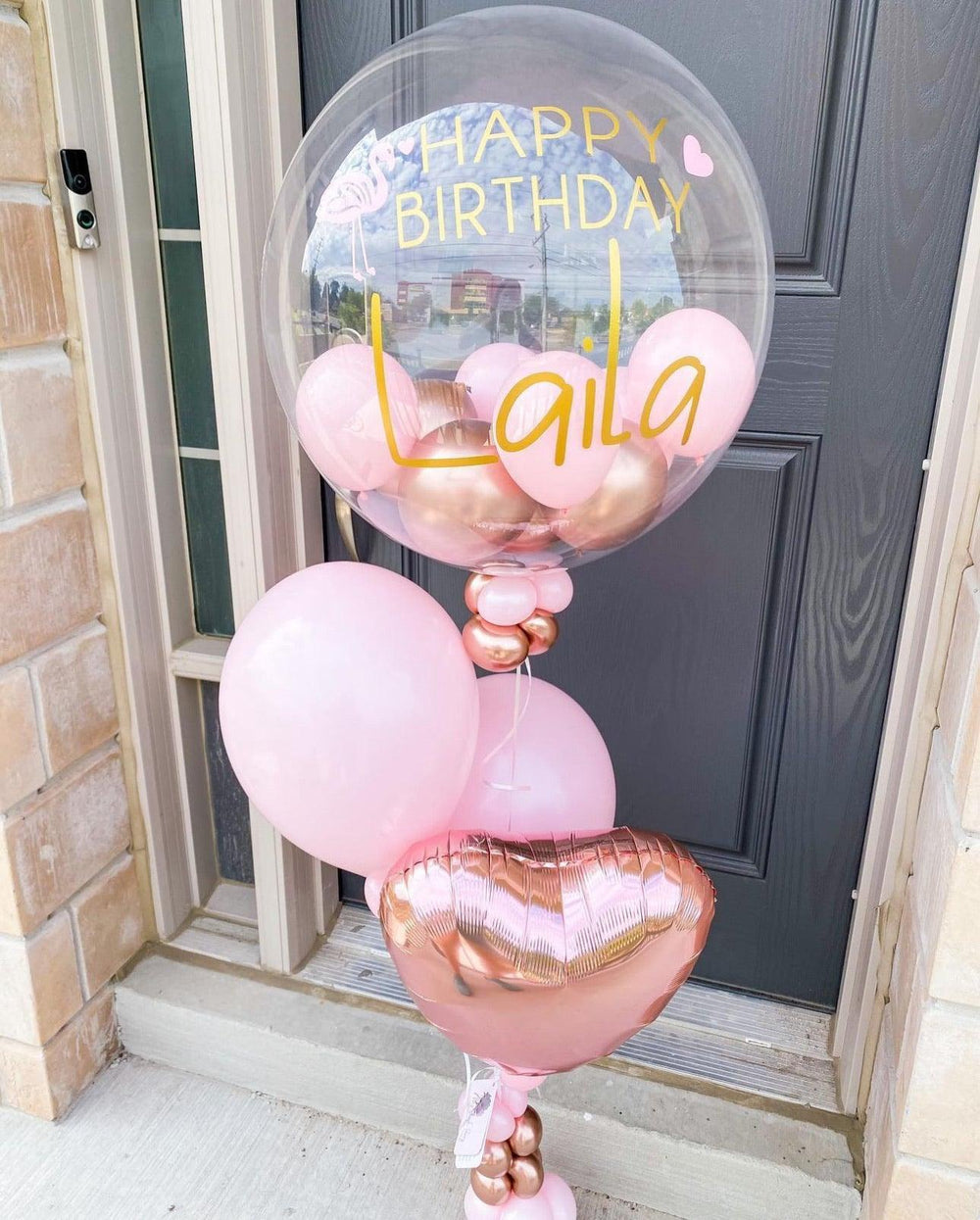 Personalized Bubble Balloons - Petite Size with Colorful Mini Balloons Inside - My Blush Peony