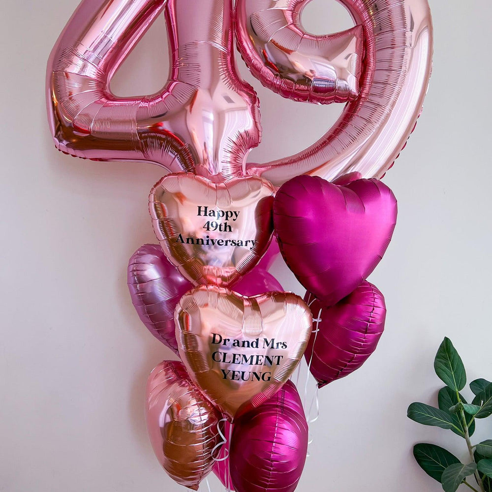 Custom Heart Balloon Bouquet - Any Color & Number - My Blush Peony