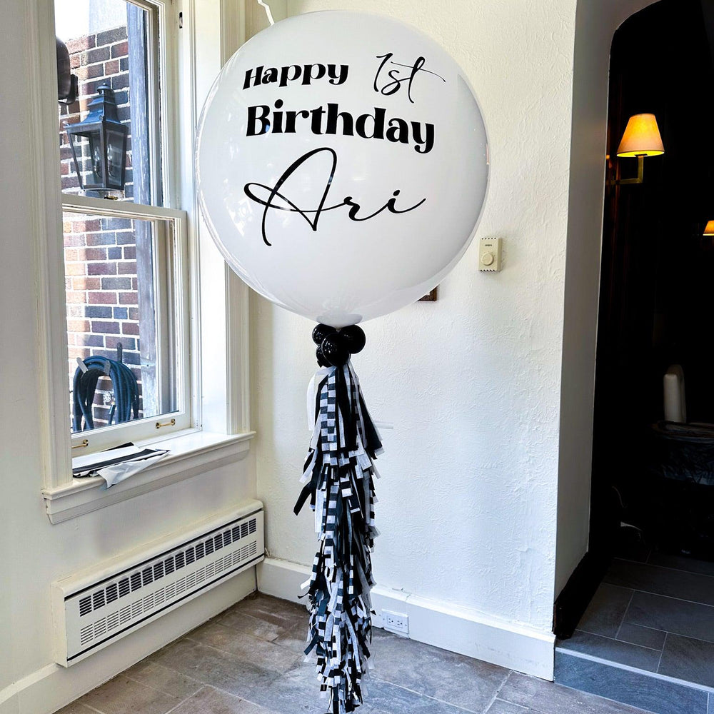 Personalized Jumbo Balloon with Tassels - Custom Celebration Decor - My Blush Peony