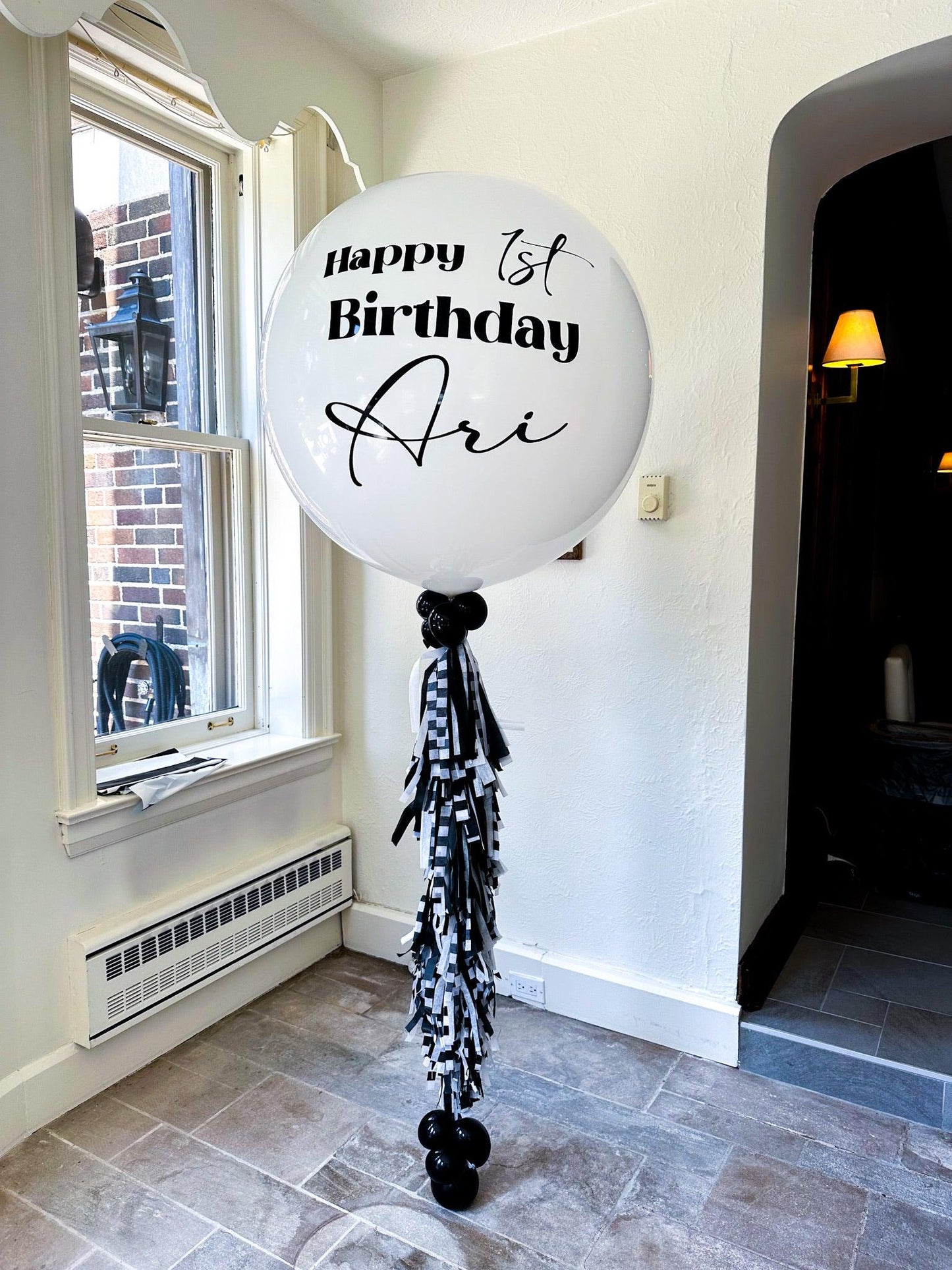 Personalized Jumbo Balloon with Tassels - Custom Celebration Decor - My Blush Peony