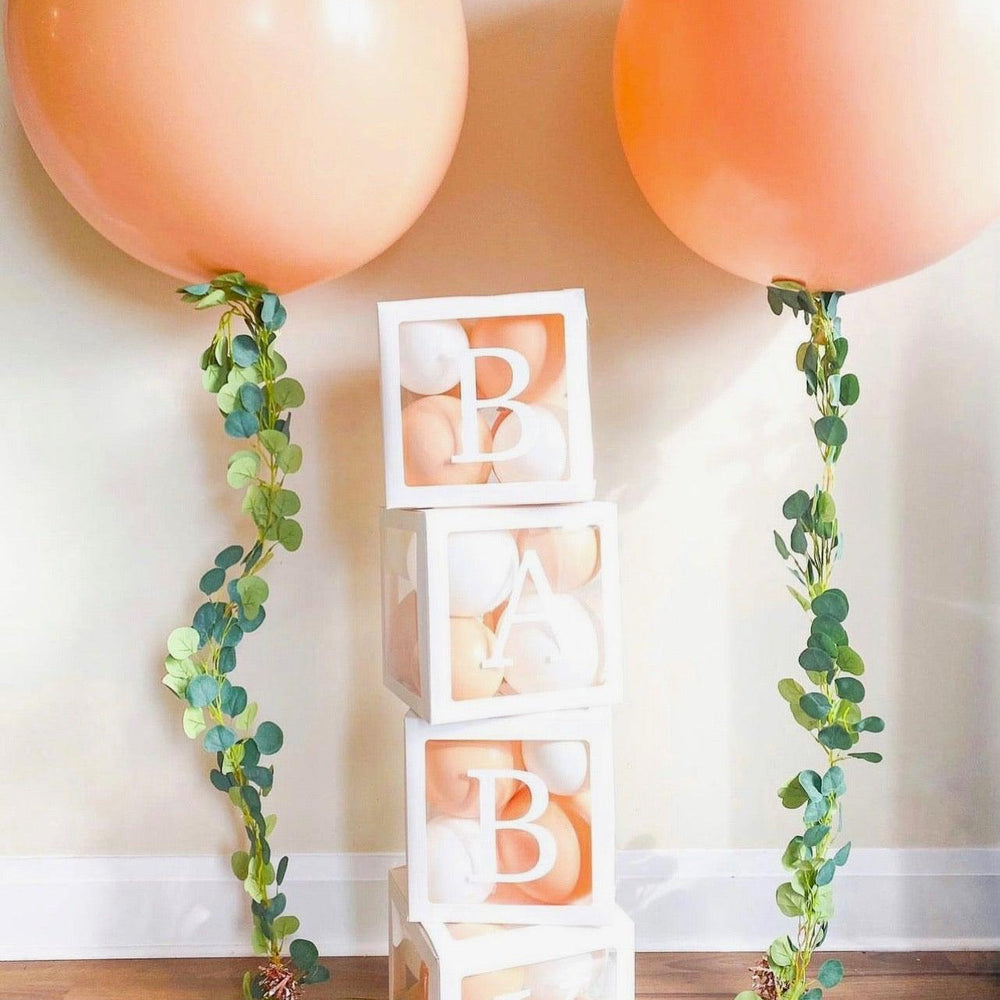 Customizable Baby Boxes Setup - Jumbo Balloon Decor for Any Color - My Blush Peony