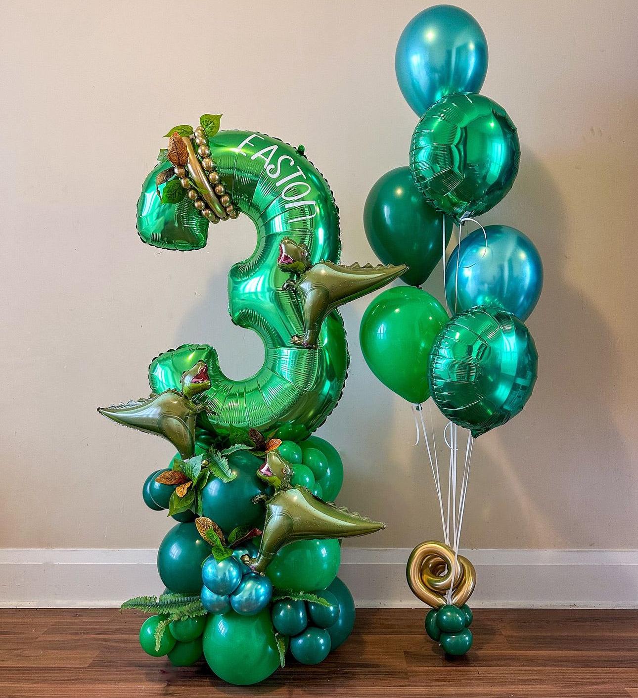 Three Rex Dinosaur Balloon Bouquet - Roaring Fun for Any Celebration - My Blush Peony