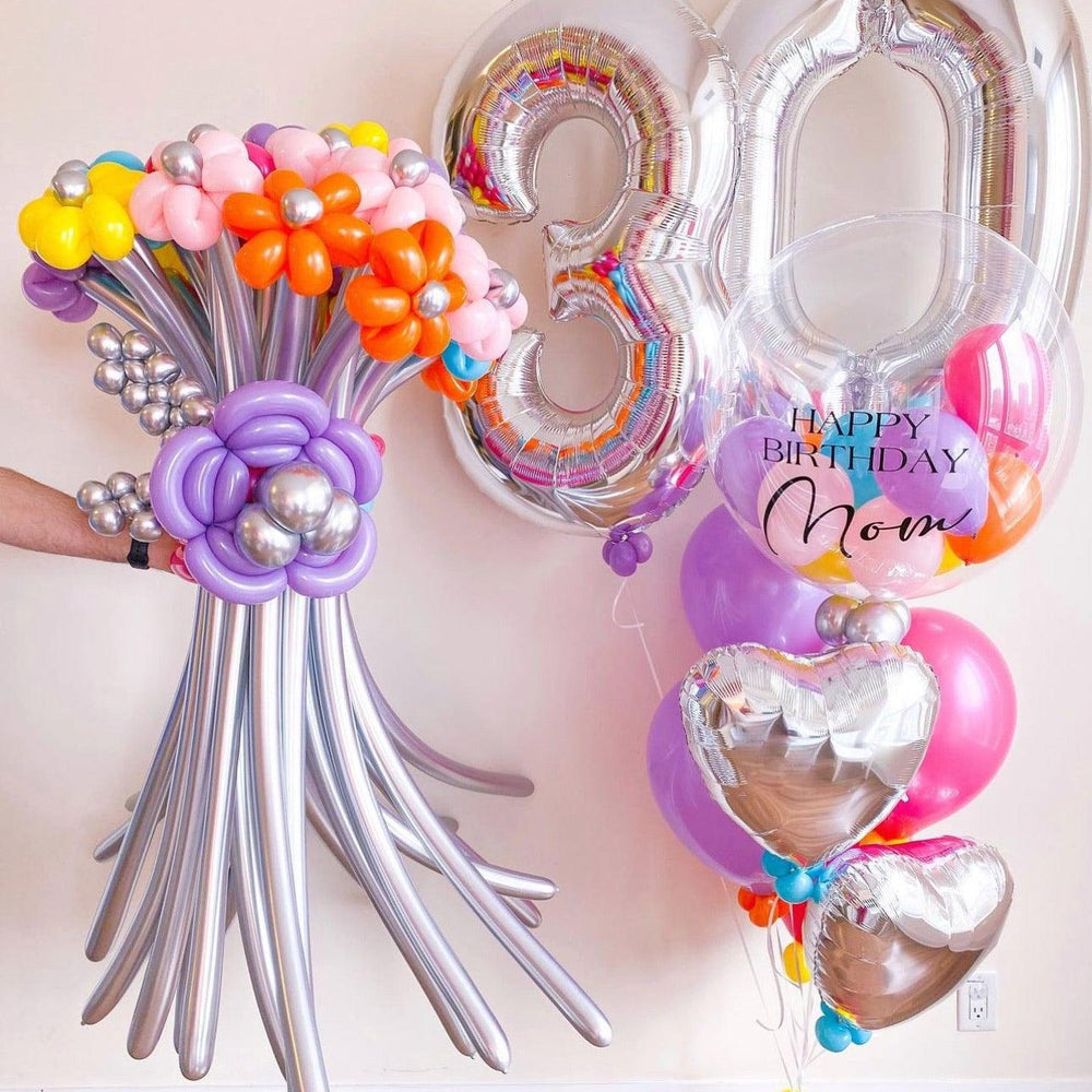 Flowers Bubble Set - Medium (Latex and Foils) | Customizable Balloon Decor - My Blush Peony