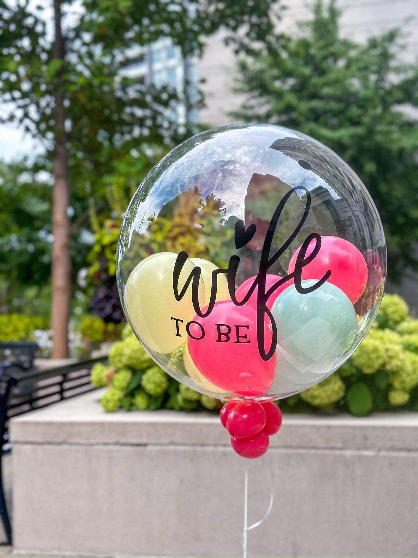 Bubble Balloons with Colorful Mini Balloons - Bride to Be Decor for Toronto - My Blush Peony