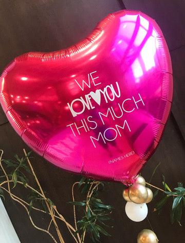 Personalized Heart - Mom's Giant Balloon in Magenta, Red, or Rose Gold - My Blush Peony