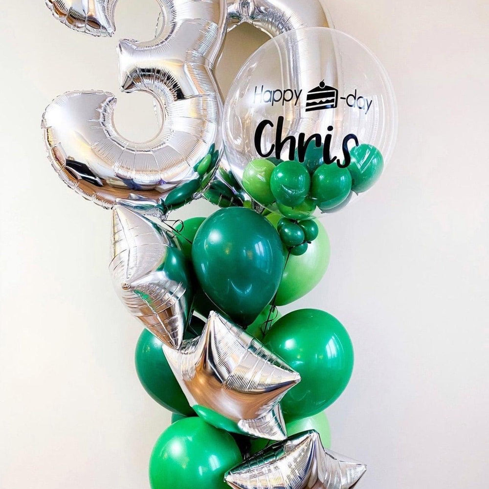 Personalized Deluxe Number Bubble Balloon Bouquet - Star Design - My Blush Peony