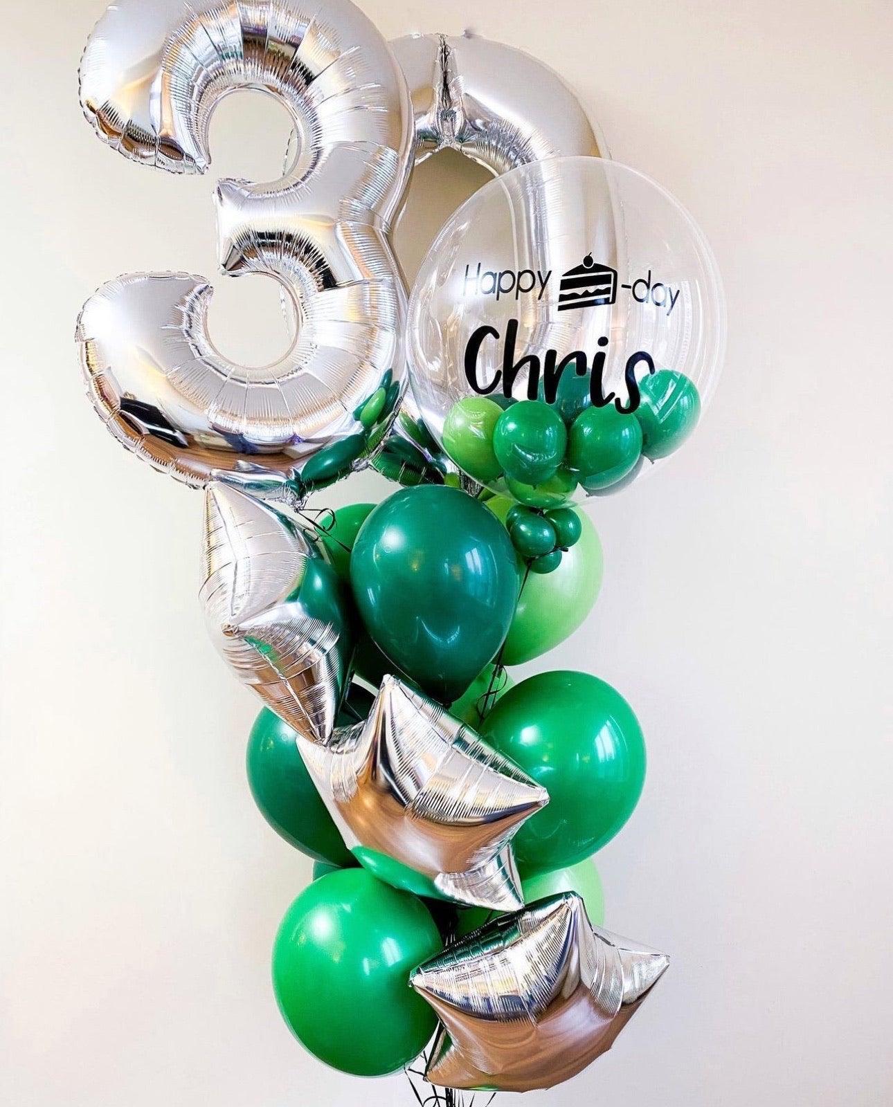 Personalized Deluxe Number Bubble Balloon Bouquet - Star Design - My Blush Peony