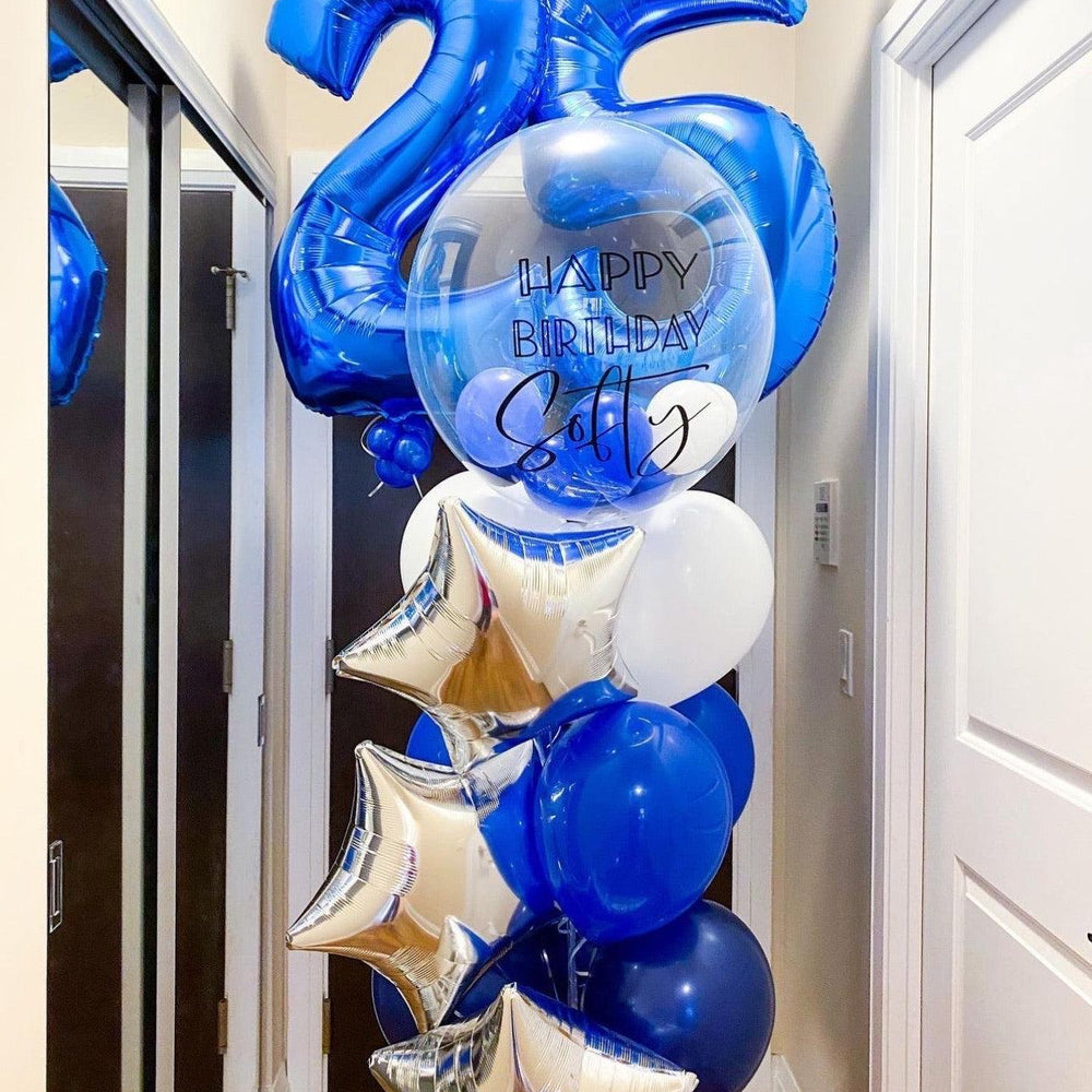 Personalized Deluxe Number Bubble Balloon Bouquet - Star Design - My Blush Peony